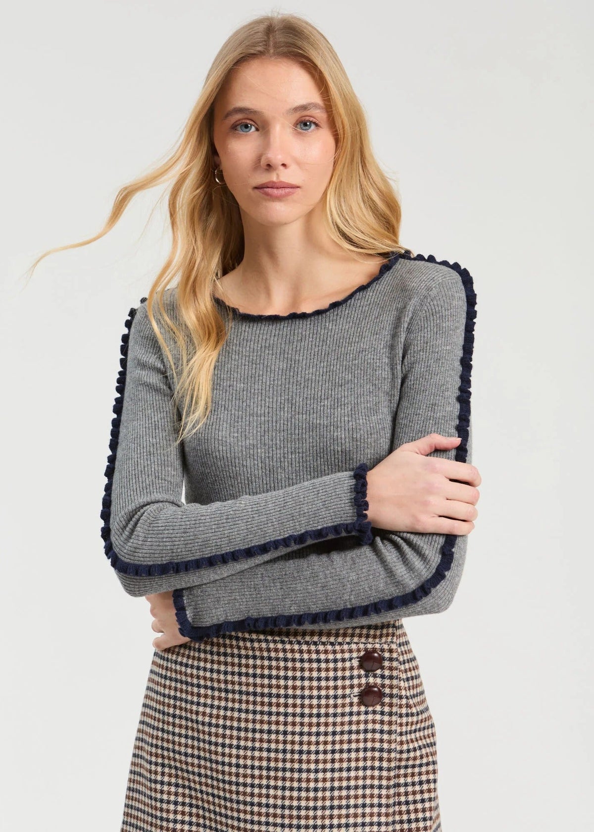 Grey Ruffle Sweater