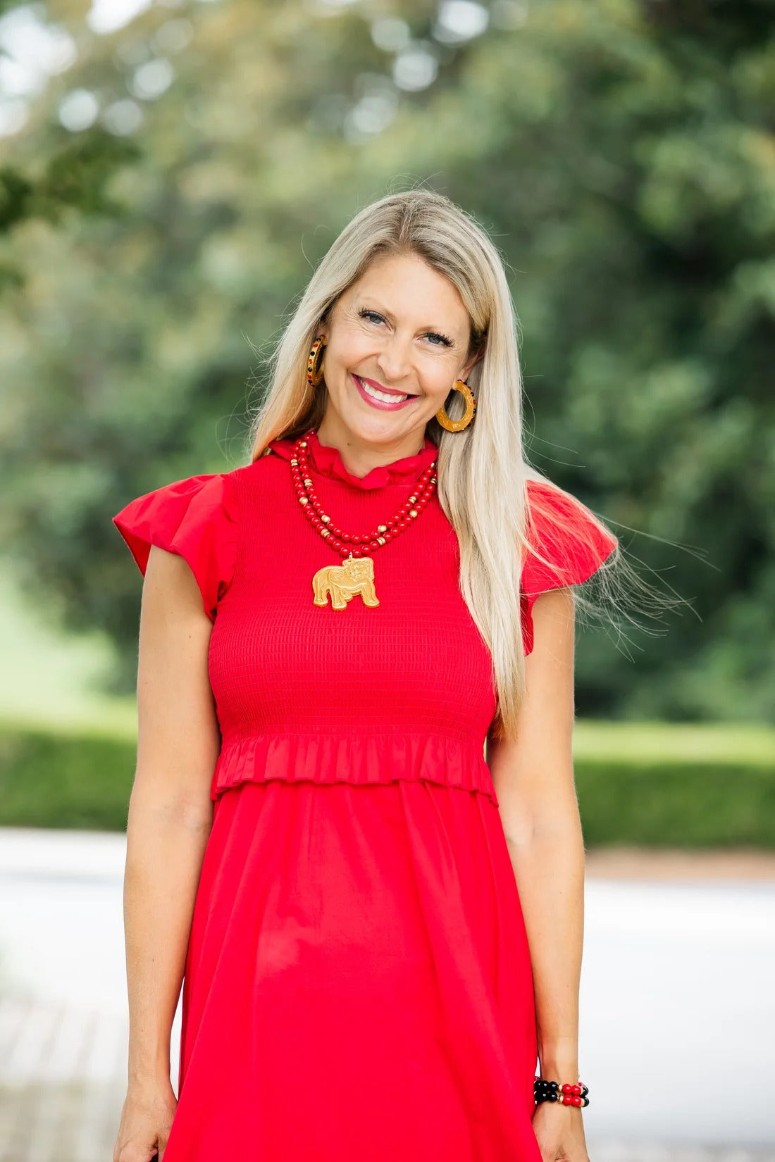 Double Red Jade Bulldog Necklace
