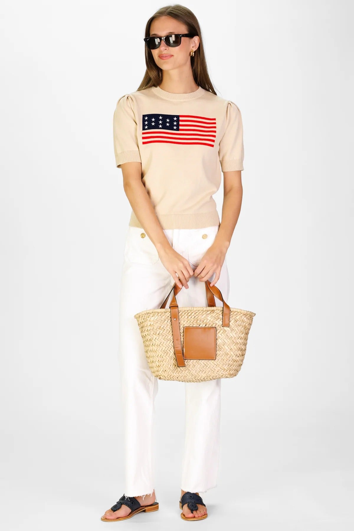 Puff Sleeve Flag Sweater