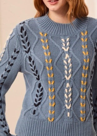 Long Sleeve Mock Neck w/ Cables
