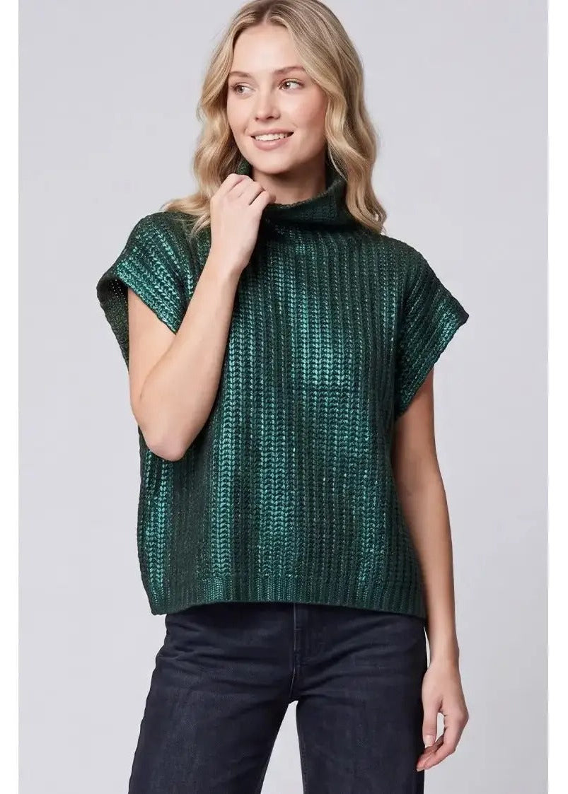 Metallic Foiled Sweater Top