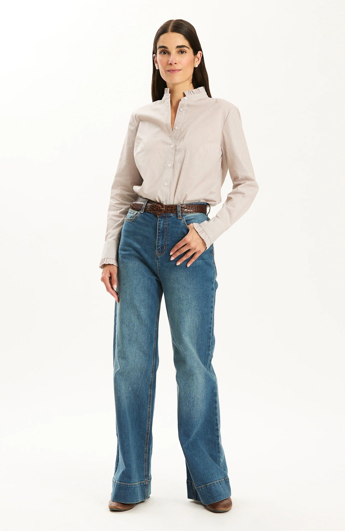 Peggy Ruffle Stripe Shirt