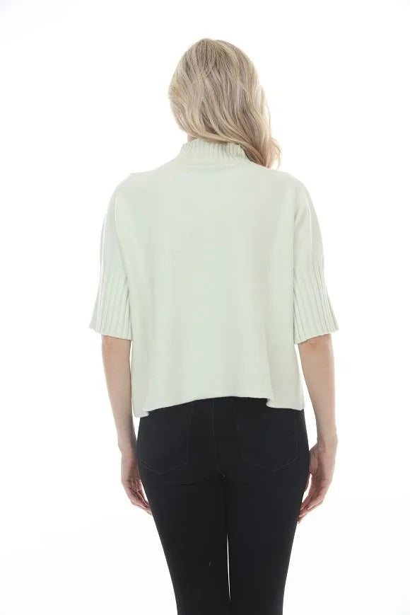 Aria Pleated Sleeve Mock Neck Sweater