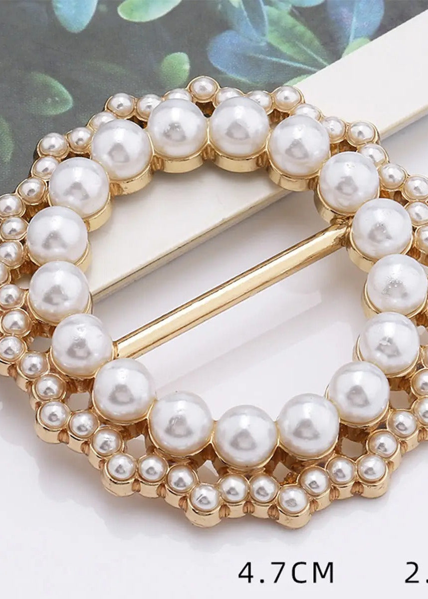 Metal Pearl with Diamond Scarf Ring