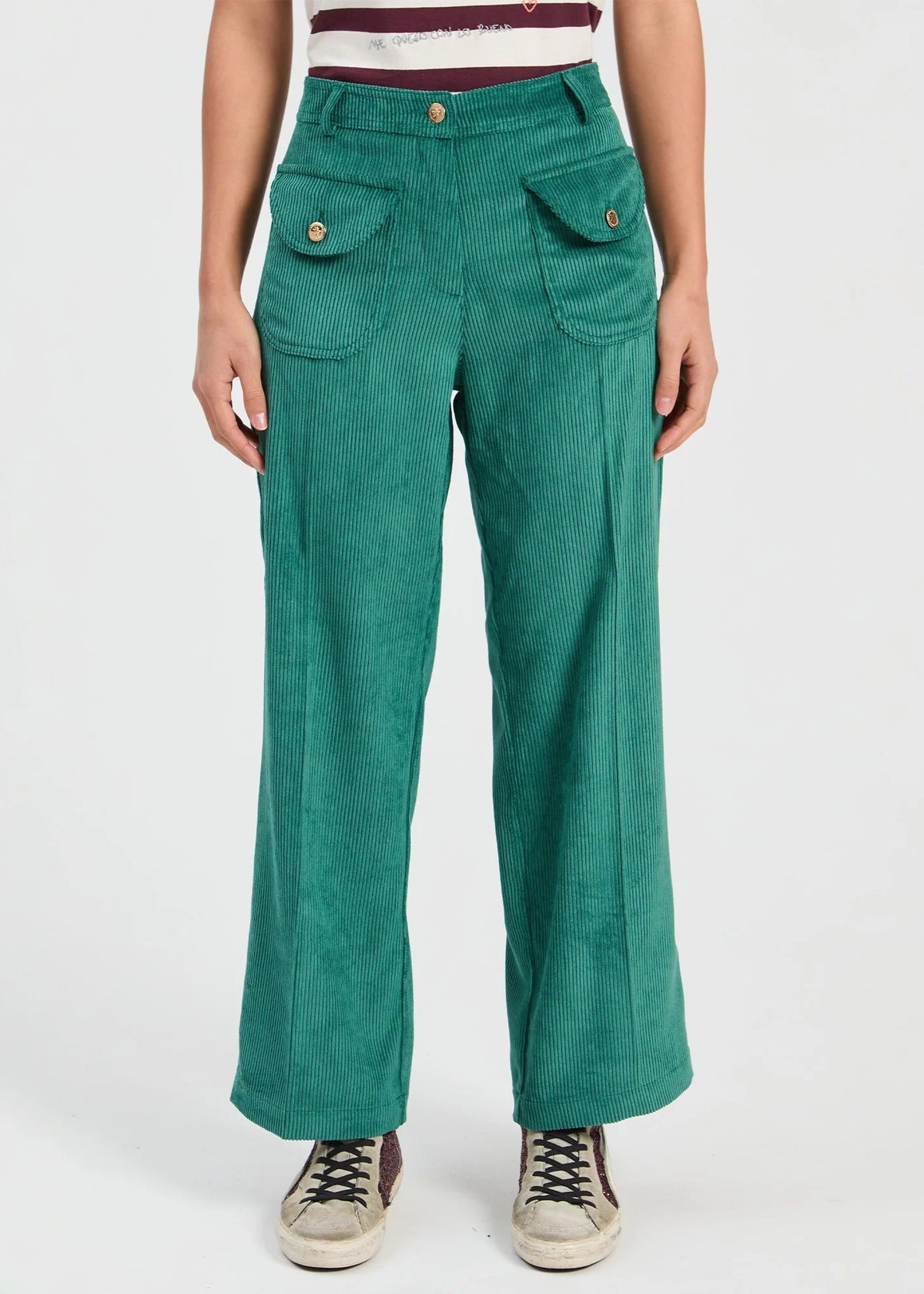 Donatella Green Corduroy Trousers