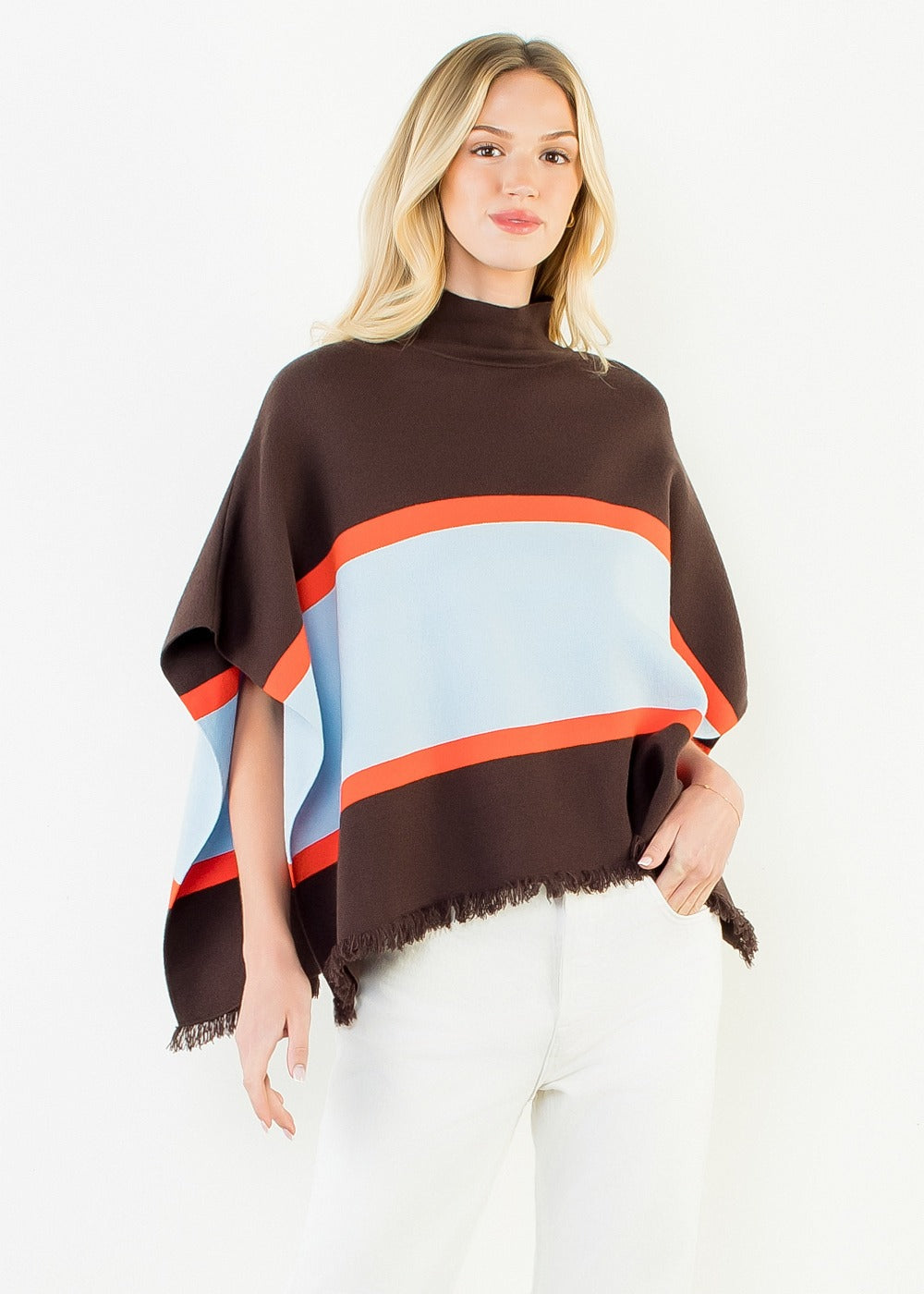 Colorblocked Poncho