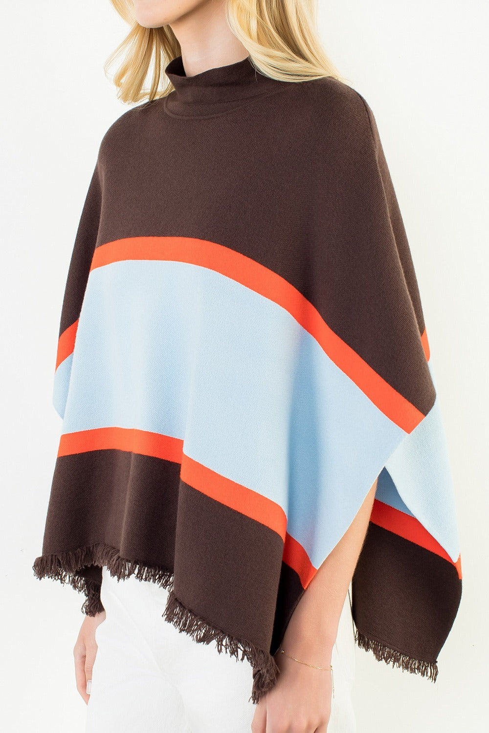Colorblocked Poncho