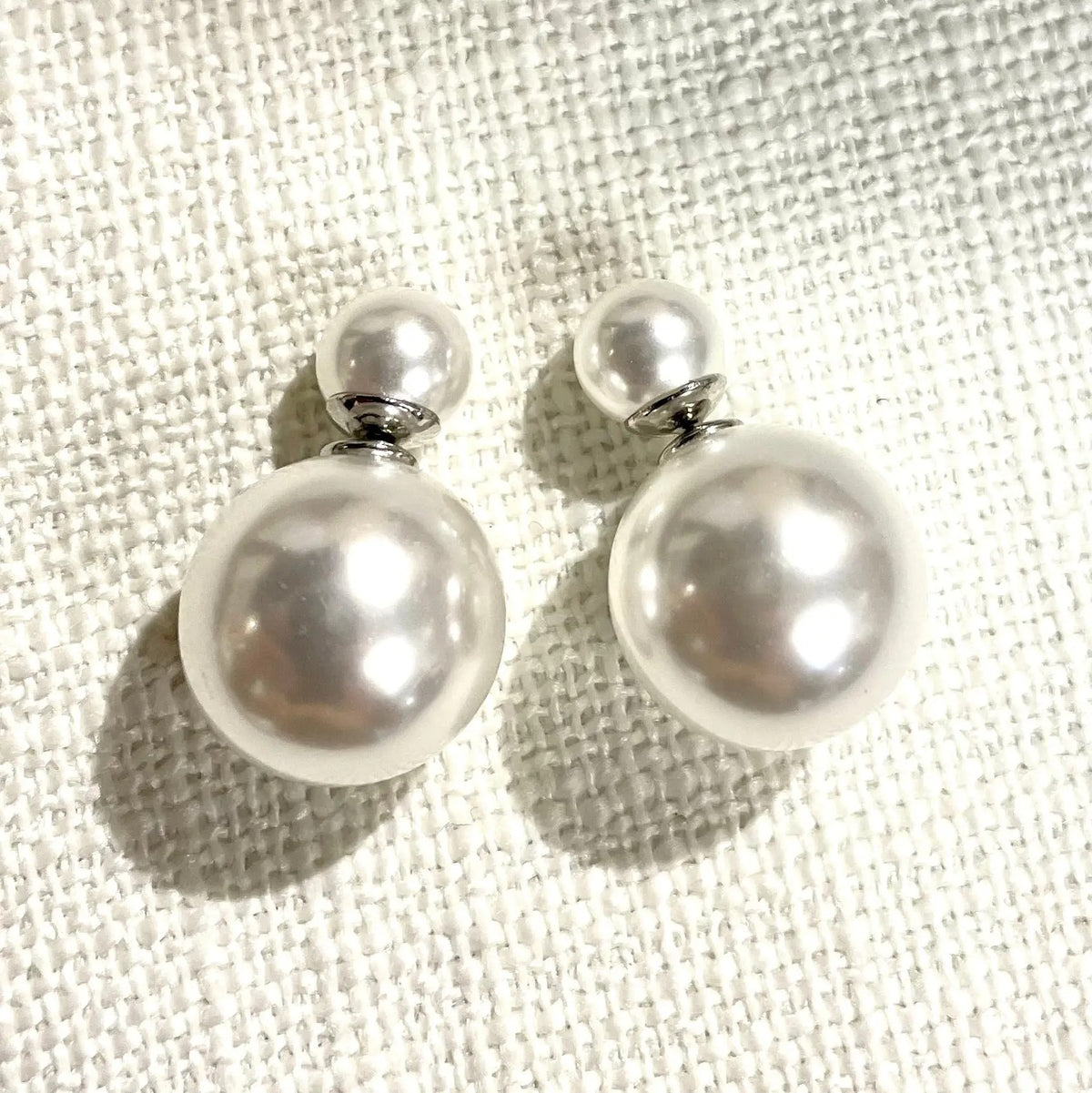 Double Shell Pearl Stud Earring with Mother of Pearl