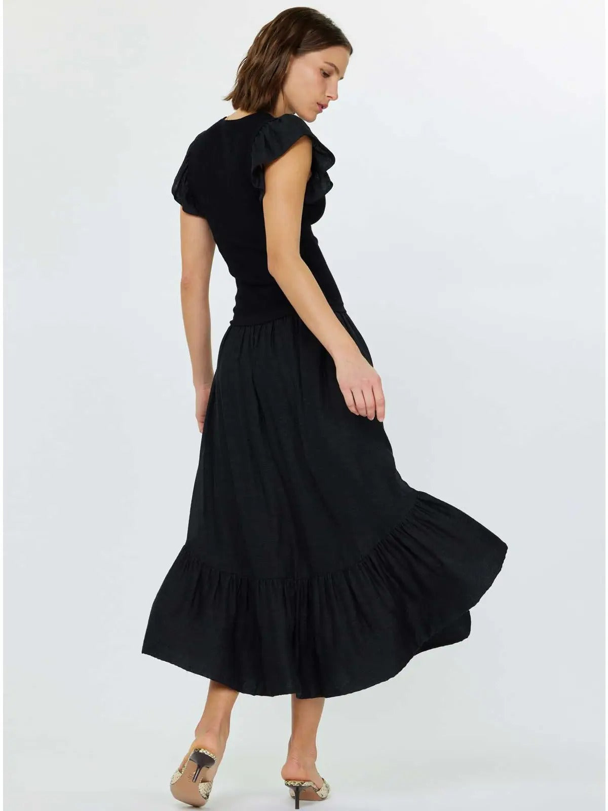 Ruffled Sleeve Sweater Dress