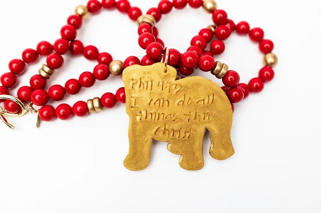 Double Red Jade Bulldog Necklace