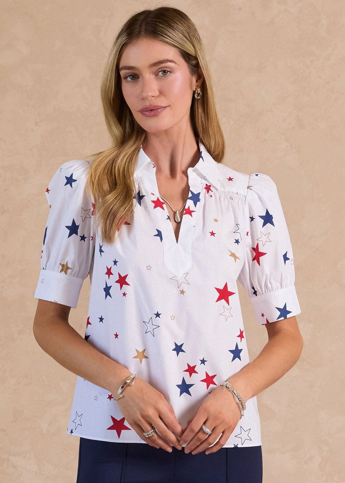 Stars Puff Sleeve Blouse