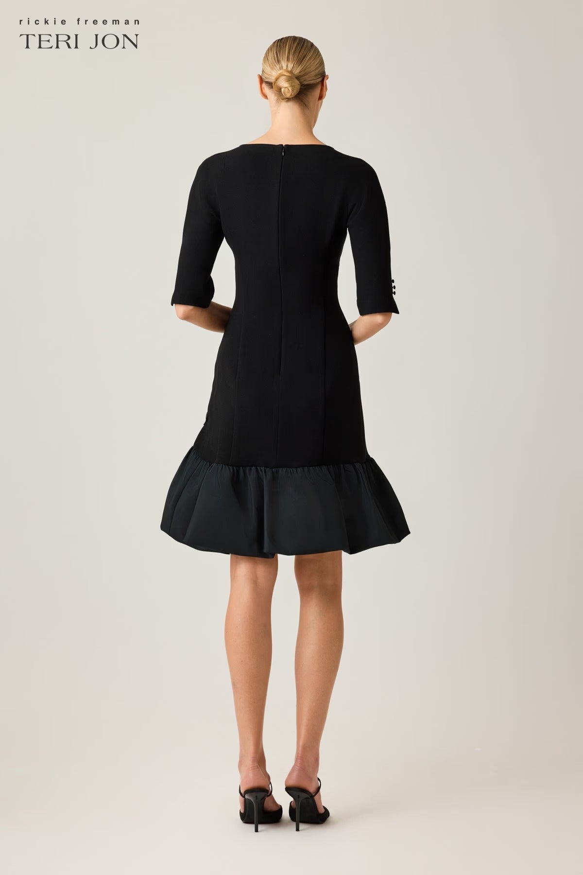 Crepe Taffetta Ruffle Hem Dress