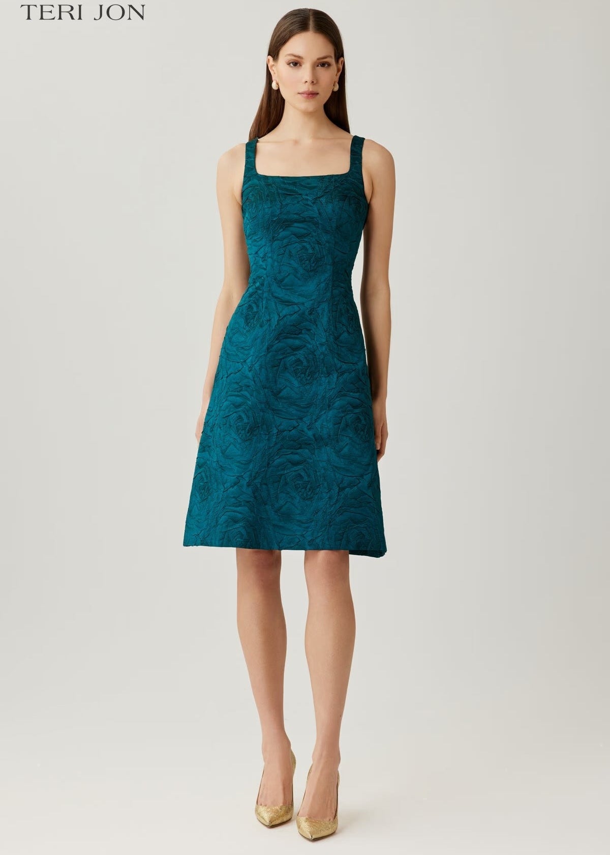 Jacquard Embossed Floral Motif Dress