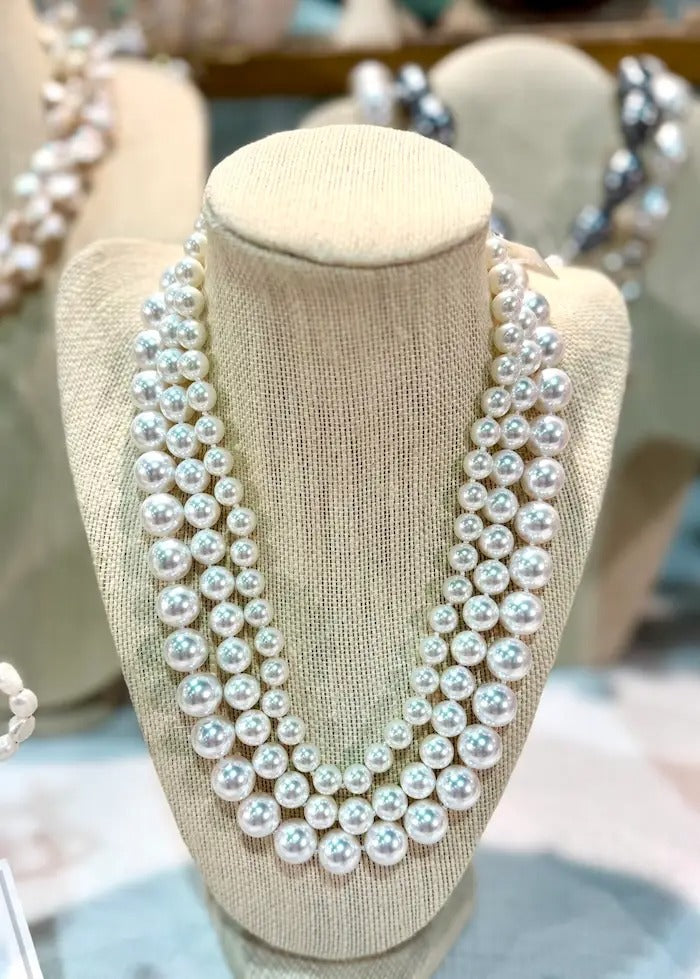 3 Strand Mop Tiered Necklace