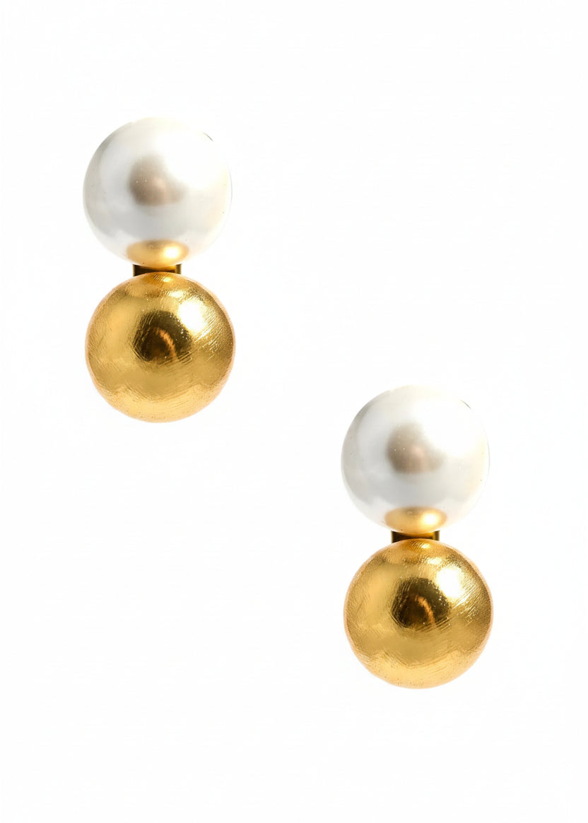 Belle Mixed Pearl with Gold Earring - Clip-ons