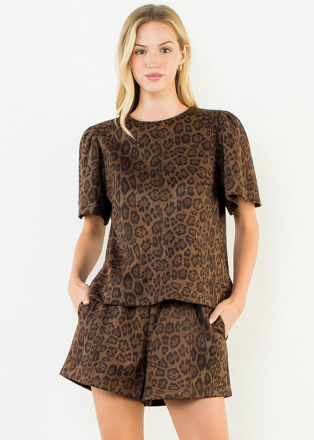Suede Animal Print Top