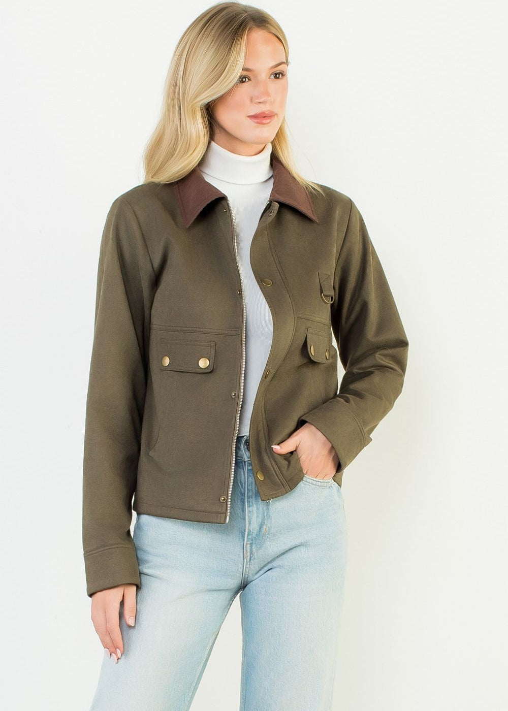Mixed Media Suede Jacket
