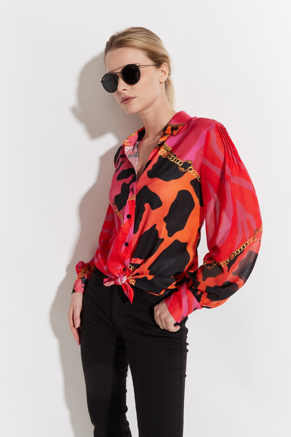 Printed Button Front Shirt