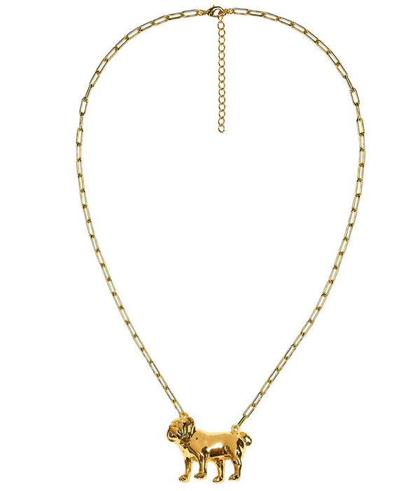 Bulldog Charm Necklace - Gold