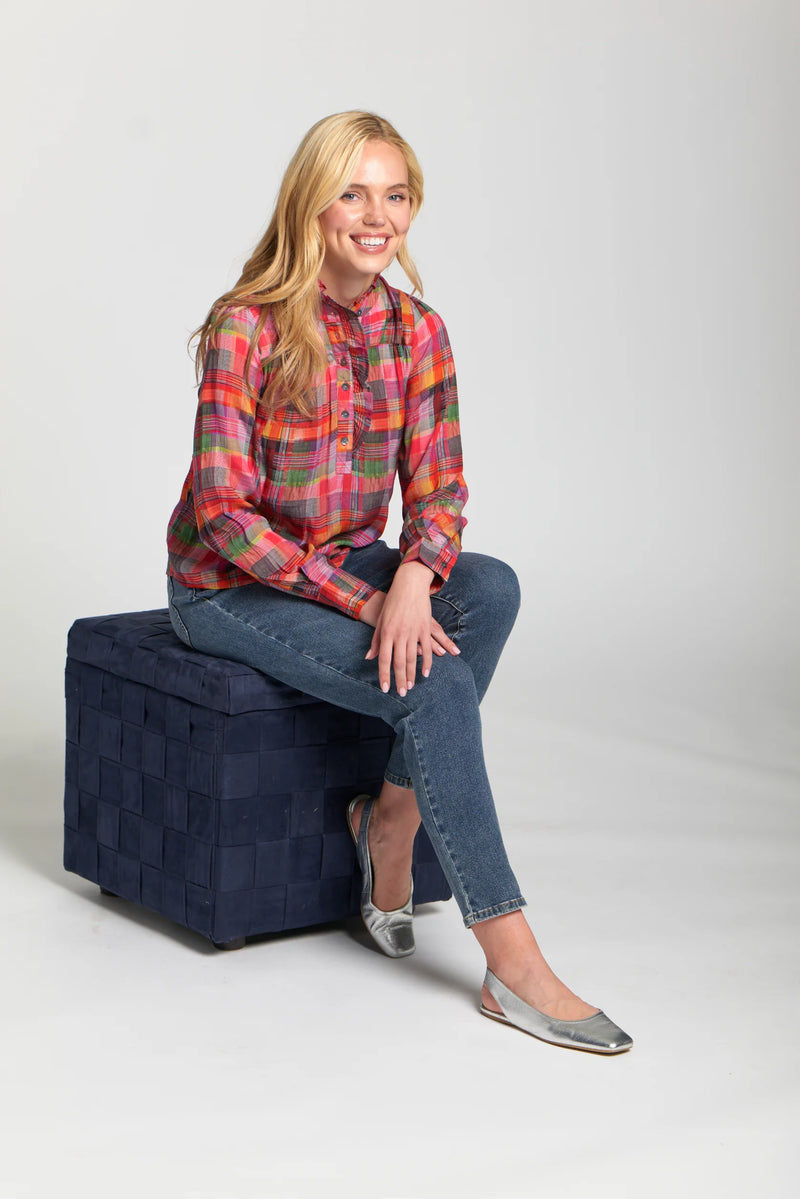 Ruffle Half Placket Blouse