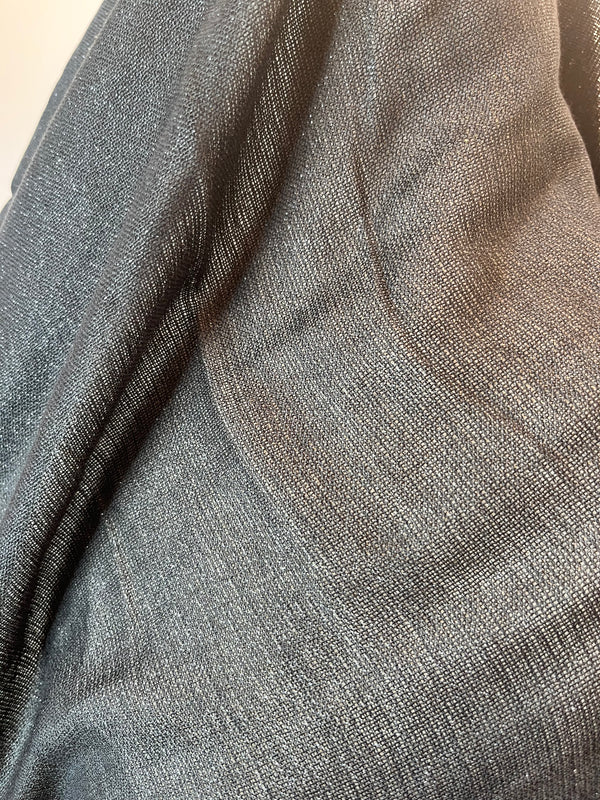 Solid Metallic Woven Evening Wrap: Black