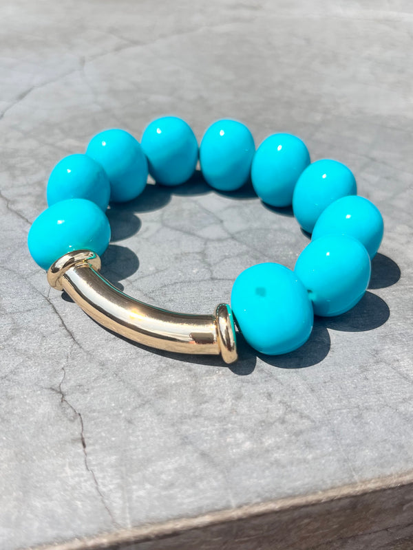 Turquoise Gold Bar Bracelet