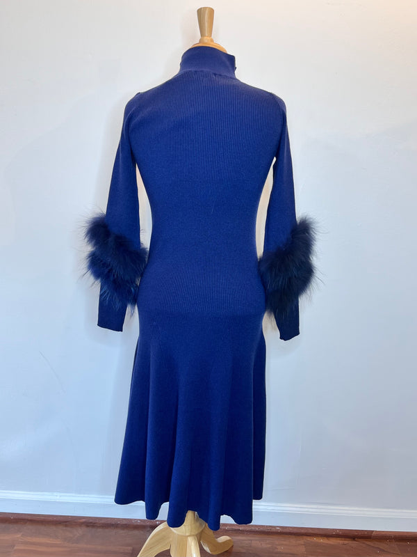 Celia Knit Dress w/ Fur
