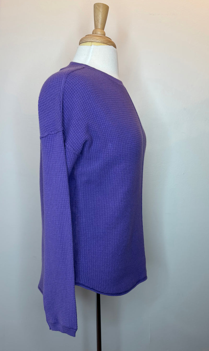 Waffle Stitch Drop Shoulder Top