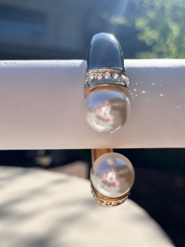 Black Enamel Pearl Cuff