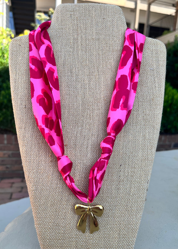 Pink Scarf w/ Gold Bow