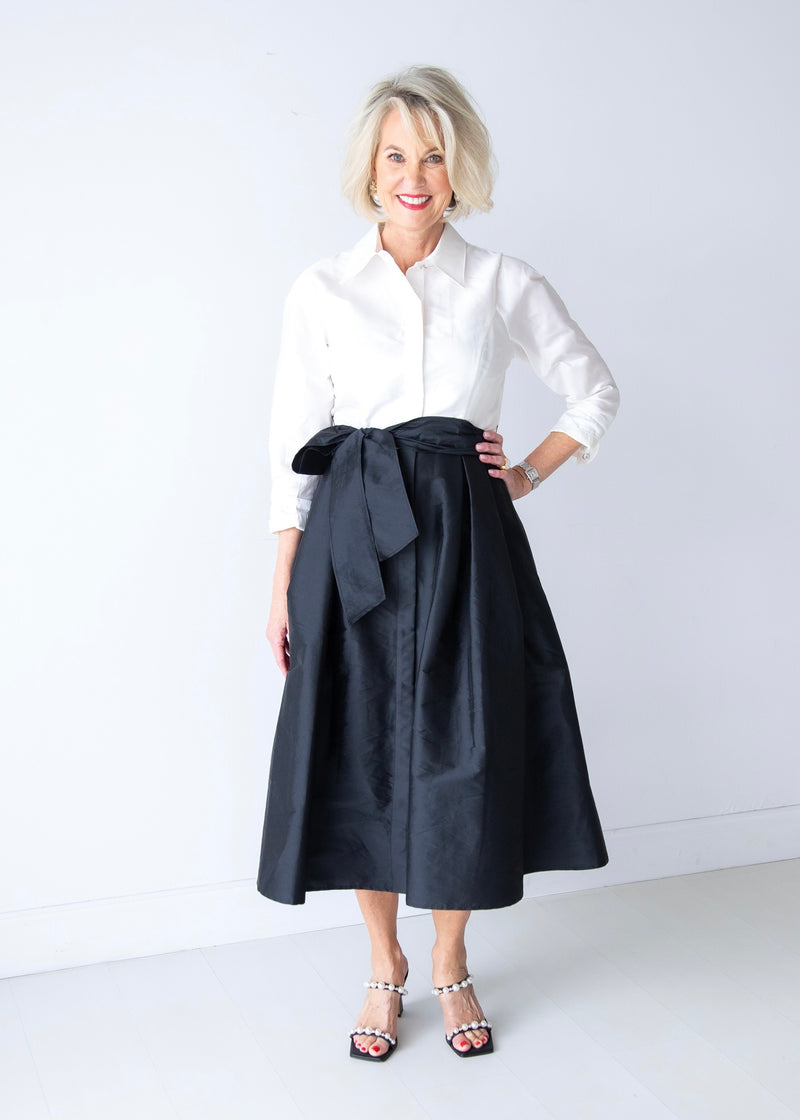 Color Block Taffeta Shirtdress