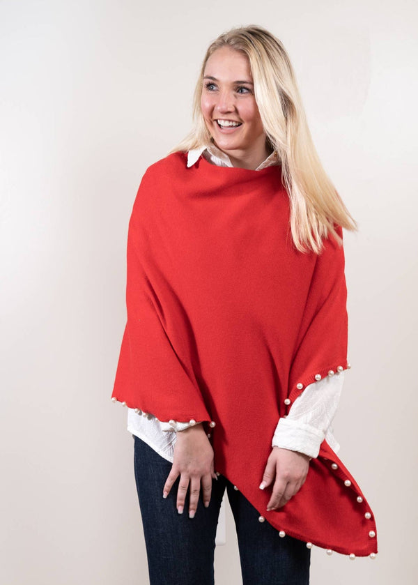 The Peyton Pearl Poncho in Red