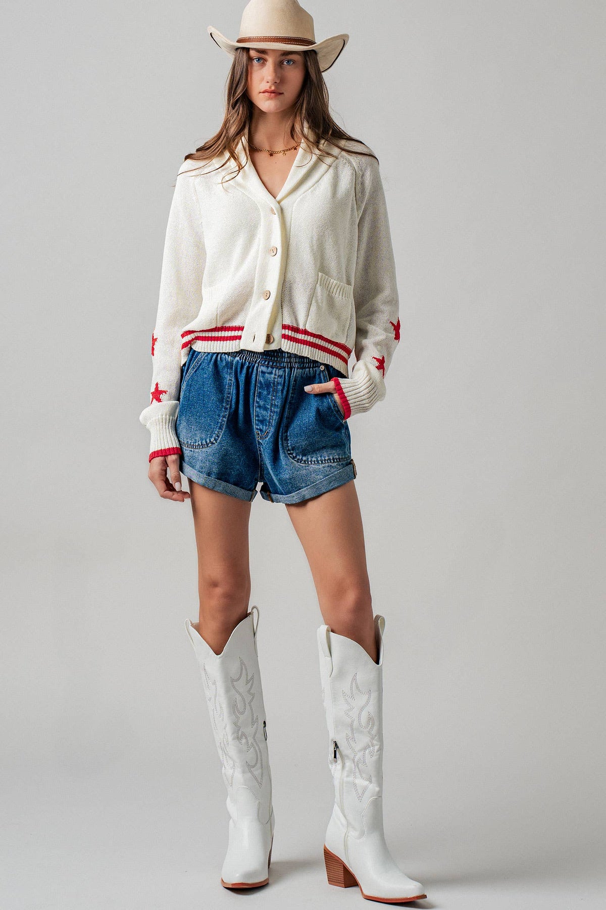 American Flag Star Shawl Collar Cardigan