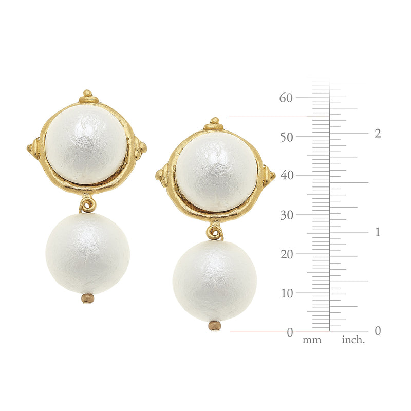 Cotton Pearl Drop Earrings
