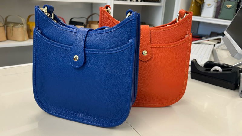 Leather Mid Messenger Bag - 5 Colors