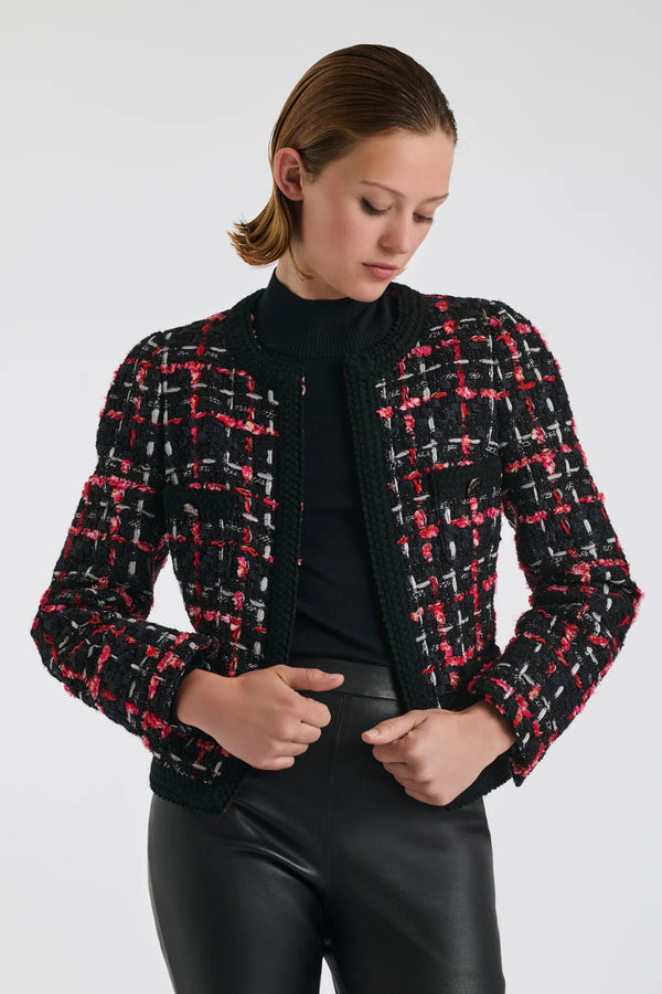 Checked Tweed Jacket With Braid