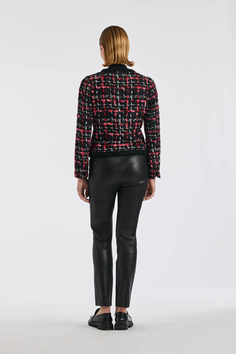 Checked Tweed Jacket With Braid