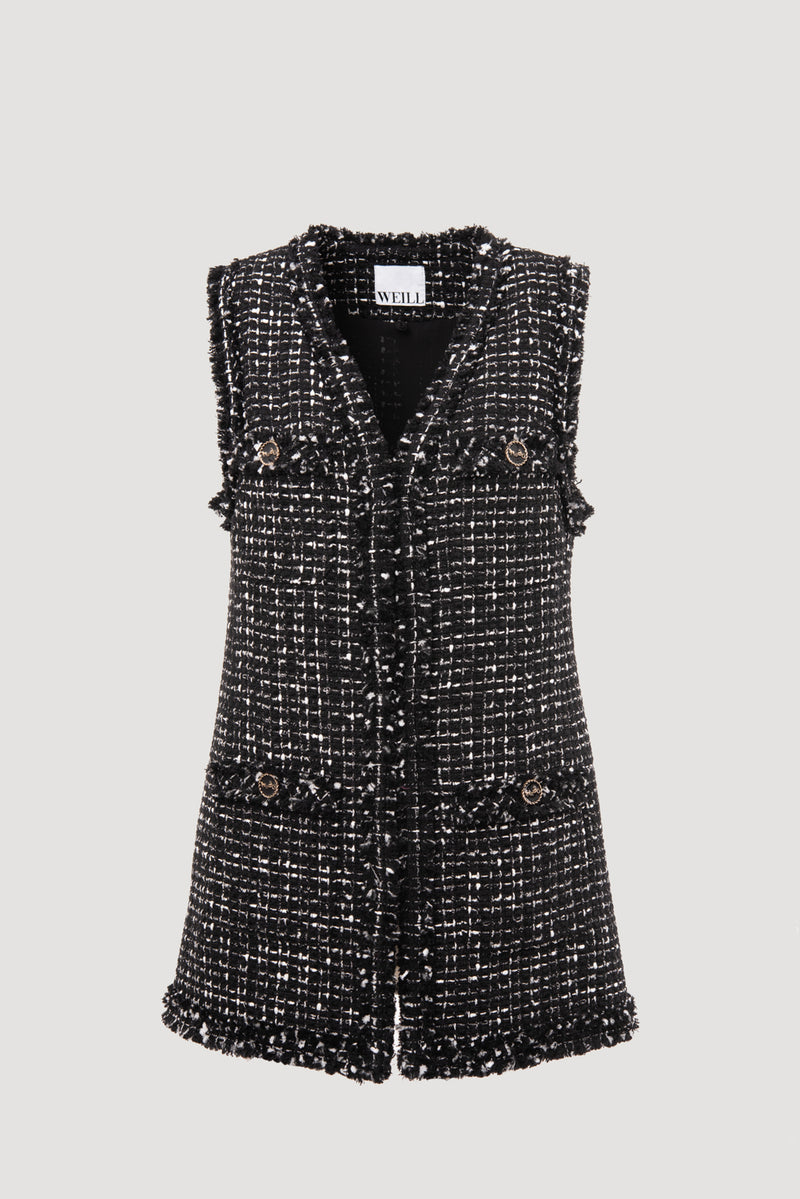 Black and Gold Long Tweed Jacket