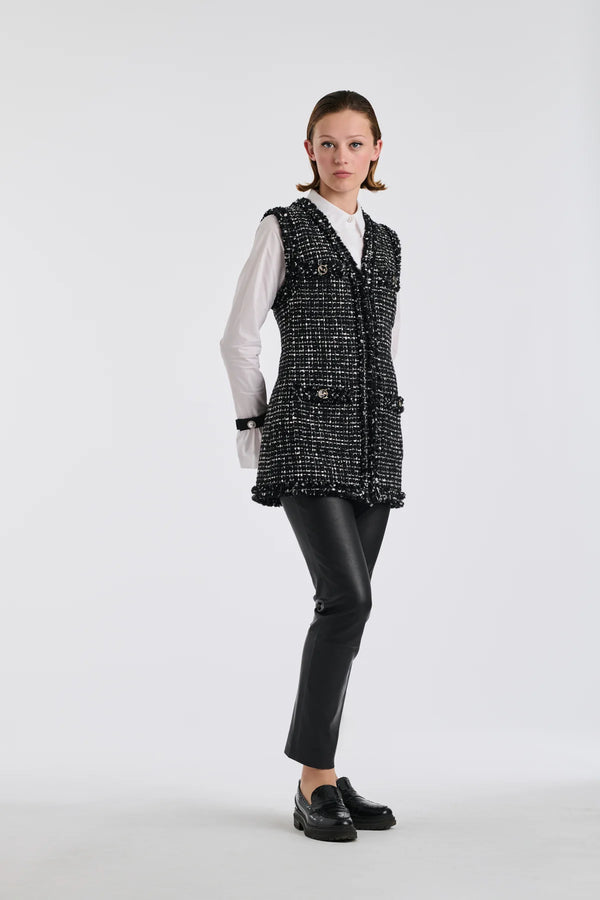 Black and Gold Long Tweed Jacket