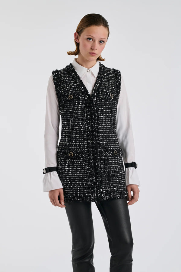 Black and Gold Long Tweed Jacket