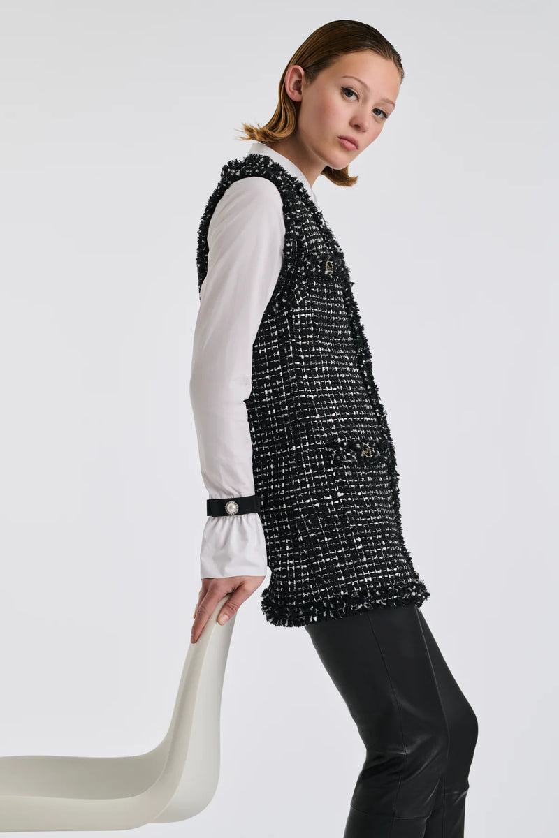 Black and Gold Long Tweed Jacket