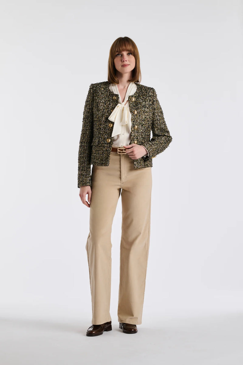 Military-Style Multicoloured Tweed Jacket