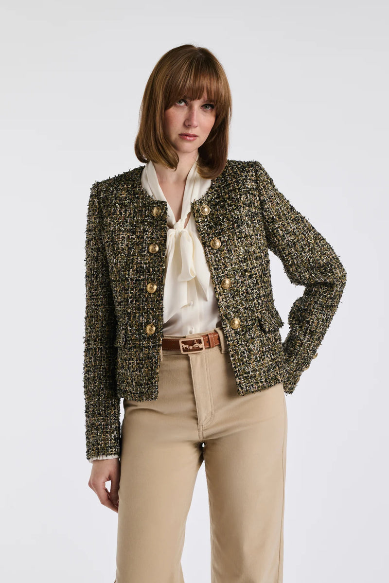 Military-Style Multicoloured Tweed Jacket