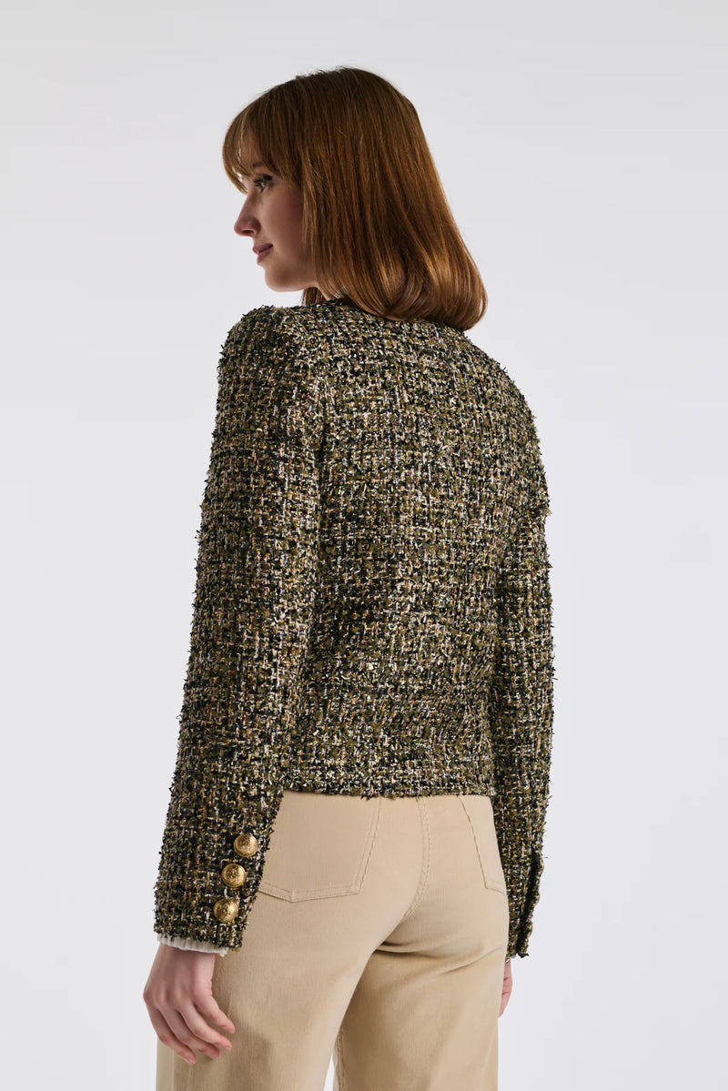 Military-Style Multicoloured Tweed Jacket