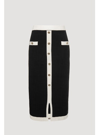 Long two-tone knitted skirt