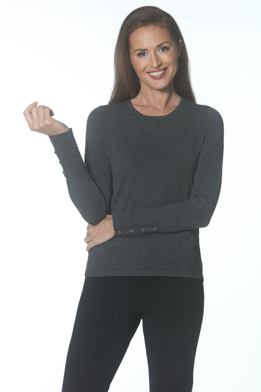 Jewel Neck Sweater XS Charcoal