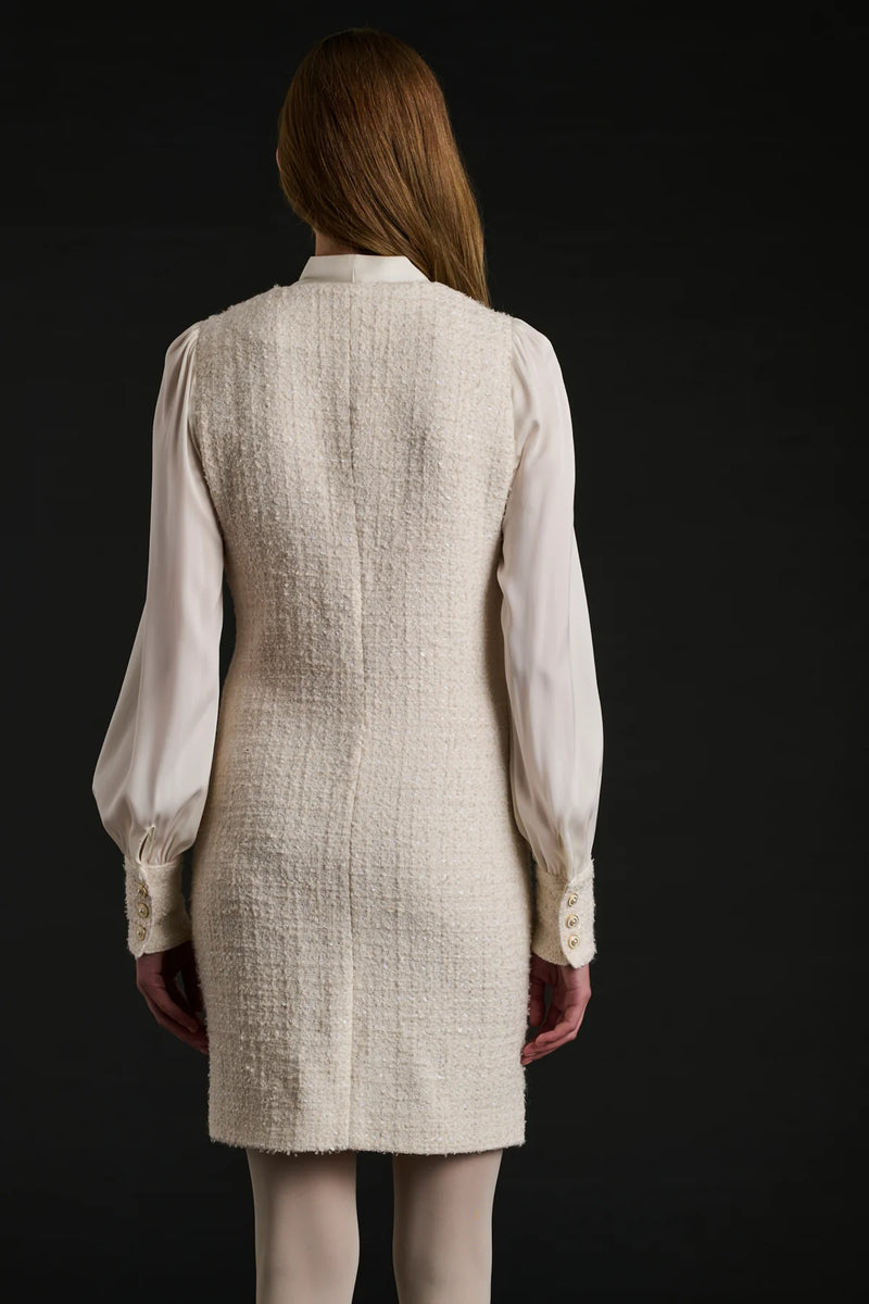 Tweed and Silk Pussy Bow Dress