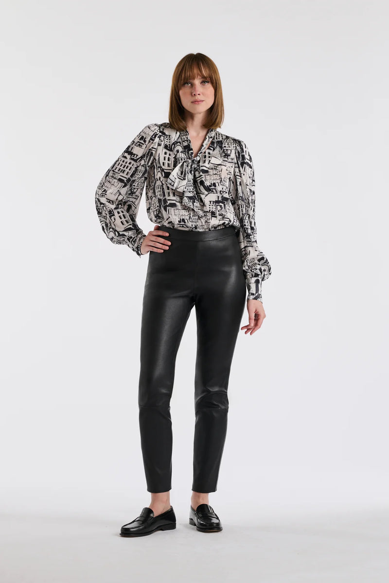 Paris Print Silk Blouse
