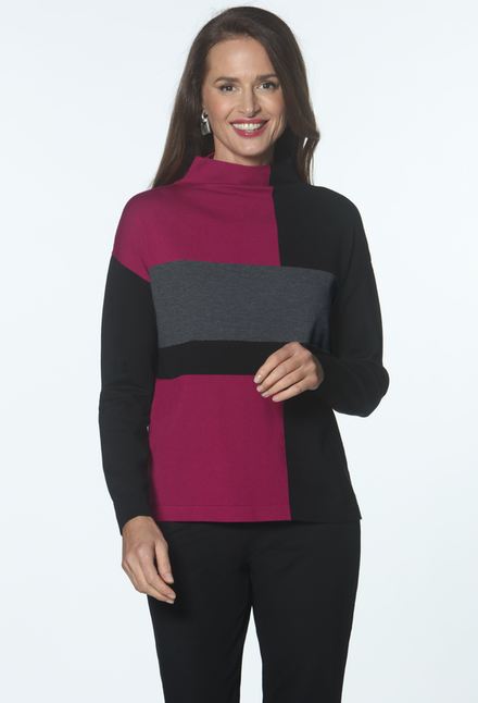 Colorblock Mockneck Sweater