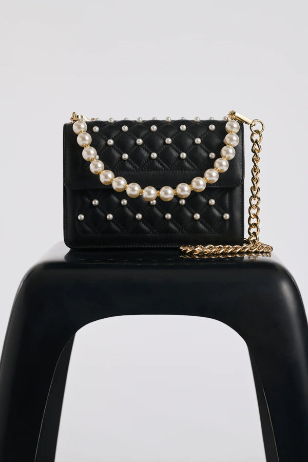 Fanny Leather Bag with Pearls